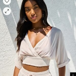 A Perfect Vacation Beige Two-Piece Jumpsuit